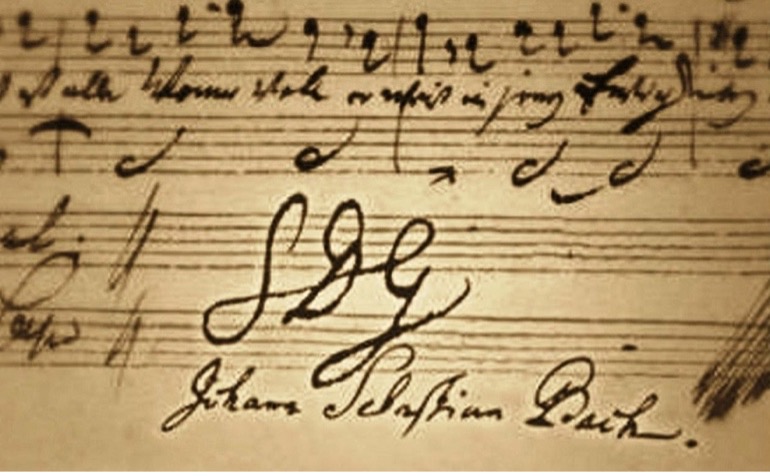 Johann Sebastian Bach's signature including "SDG"